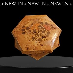 Vintage Octagonal Floral Inlay Wooden Music Box- Romeo&Juliet Melody